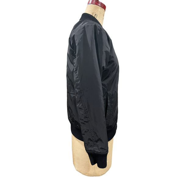 Calvin Klein Jeans Womens Ripstop Bomber Jacket Black Full Zip Long Sleeve L - Picture 4 of 9